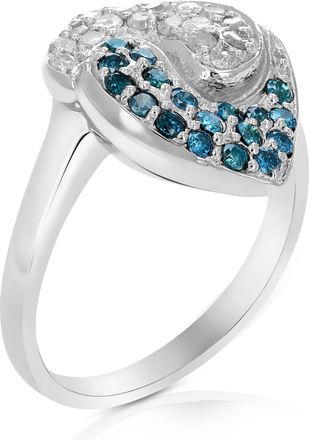 Vir Jewels 0.80 cttw Blue and White Diamond Ring.925 Sterling Silver with Rhodium Plating