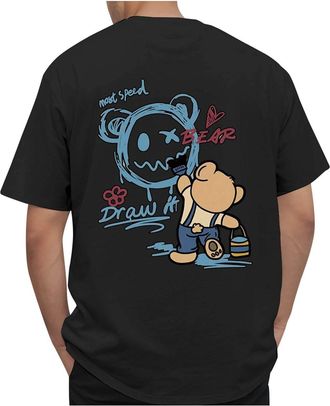 Generic Mens Short Sleeved T Shirts Bear Printed T Shirts Graphic Tees Shirt Mens Graphic Printed Tshirts Casual Short Sleeve Tshirt for Men Summer, Streetwea