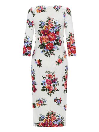 Dolce & Gabbana Floral Print Viscose Midi Dress - White