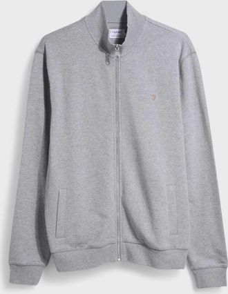Farah Mens Farah Vance Full Zip Sweater Light Marl Grey - Size: M