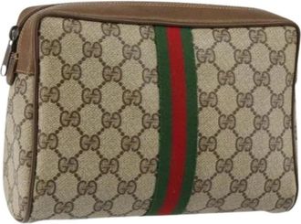Gucci Pre-owned Leren Clutch - Dames - Vintage Clutch - Beige - ONE Size - Leer - Vintage
