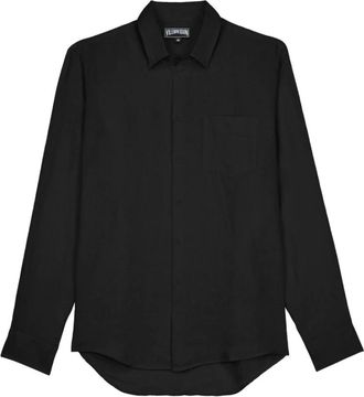 Vilebrequin Caroubis Linnen Shirt - Heren - Casual Overhemden - Zwart - S - Linnen - Overhemden