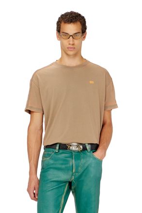 Diesel Long-sleeve T-shirt in burnout jersey - T-Shirts - Man - Brown
