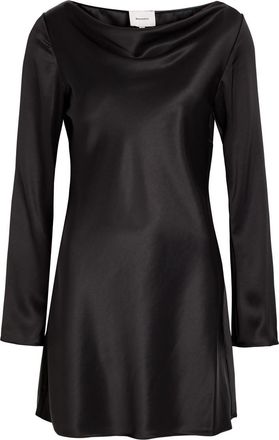 Reformation Pike Draped Satin Mini Dress - Black - S (UK8-10 / S)