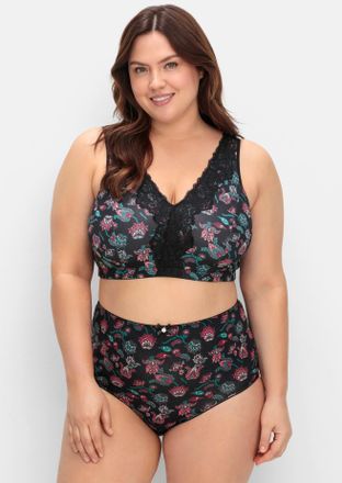 Sheego B&uuml;gelloser BH SHEEGO, Damen, Gr. 11,5, Cup E, gr&uuml;n (tiefgr&uuml;n, bedruckt), 95% Baumwolle, 5% Elasthan, BHs B&uuml;gelloser BH