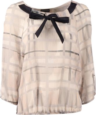 Emporio Armani Semi Sheer Ribbon Tie Blouse