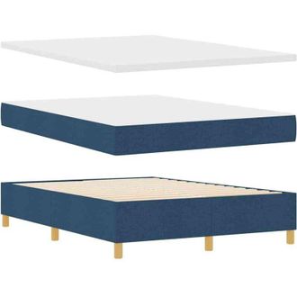vidaXL Cama Tipo Box Spring Con Colch&oacute;n Azul 140 X 200 Cm Tela Vidaxl