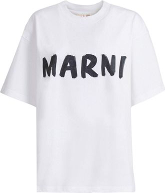 Marni logo-print cotton T-shirt - women - Cotton - 38 - White