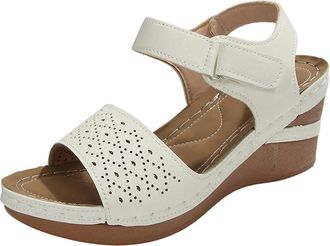 Generic Ladies Wedge Heel Sandals Open Toe Casual Summer Shoes Solid Color Comfortable Thick Sole Stylish Breathable Strappy Sandal Outdoor Beach