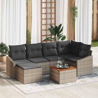vidaXL Vidaxl - Conjunto De Sof&aacute; De Jard&iacute;n 7 Pcs Gris