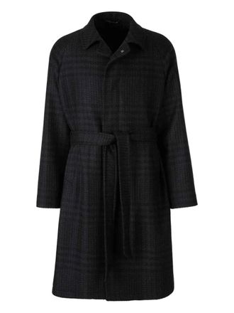 Tagliatore check-pattern belted coat - Black