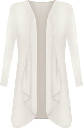 Generic MMK Manchester Womens Waterfall Cardigan - Ladies Plain Casual Summer Long Sleeve Front Open Floaty Duster Blazer Coat Top (Cream, 12-14)