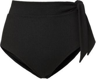 Change of Scenery Side Tie High Waist Bikini Bottom with Full Coverage in Black Texture at Nordstrom, Size X-Small