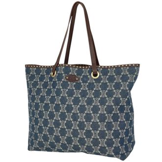 Celine Blue Denim Leather Shoulder Bag Tote Bag (Pre-Owned)