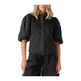 Janice Dames, Blouses & Shirts, Zwart, Maat: XL Katoen