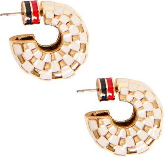 Clare Vivier Le Checker Hoop Earrings in Gold Cream at Nordstrom