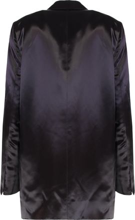 Dries Van Noten Womens Jacket Satin Double-Breasted Dark Purple Viscose Blazers