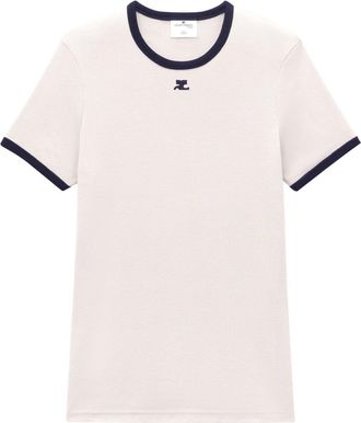 Courrèges logo-appliqué T-shirt - men - Cotton - L - Neutrals