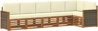 vidaXL Conjunto De Sof&aacute;s De Exterior 5 Uds. Natural Y Crema Vidaxl