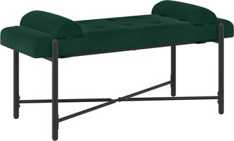 vidaXL Banco Con Botones Y Cojines Verde Oscuro 110 X 40 X 46 Cm Vidaxl