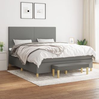 vidaXL Vidaxl - Cama Box Spring Con Colch&oacute;n Tela Gris Oscuro 160x200 Cm