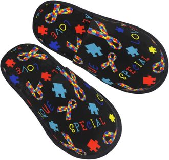 Generic Women Men Slippers Autism Awareness Special Love House Slippers Fluffy Bedroom Slipper Plush Fleece Lined Indoor Shoes For Outdoor Indoor Travel L