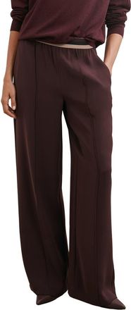 Reiss Sonnie Stripe Waist Wide Leg Pants in Burgundy at Nordstrom, Size 12 Us