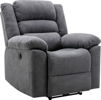 Vente-Unique Sill&oacute;n de relax el&eacute;ctrico de tela gris BUROLO