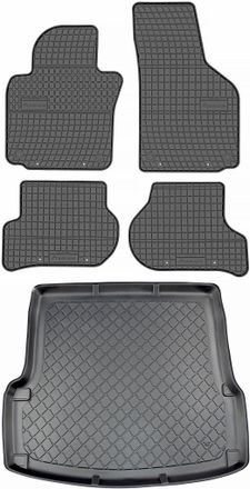 OEM Skoda Octavia Ii 1z Hatchback De 03.2004 A 01.2013 Set - Alfombrillas De Goma Para Coche + Alfombrilla Para Maletero
