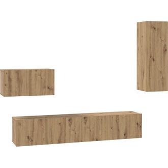 vidaXL Vidaxl - Mueble De Tv De Pared 4 Pcs Roble Artisan 200 X 30 X 30 Cm