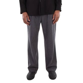 HUGO BOSS Grey Wool Straight Wide-Leg Pants
