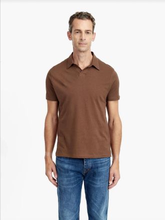 Tiger Of Sweden Ray Open-Neck Polo Shirt In Warm Brown