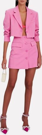 Derek Lam Front Buttons A Line Mini Skirt In Pink