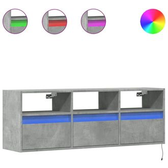 Berkfield Home TV Wall Cabinet with LED Lights Concrete Grey 130x31x45 cm | Size: 130 x 31 x 45 cm