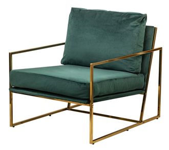 Nordlys Sill&oacute;n escandinavo 1 plaza en terciopelo con patas de acero verde