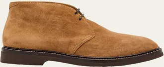 Brunello Cucinelli Mens Suede Rubber-Sole Chukka Boots