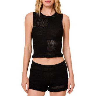 Solid & Striped The Milena Open Stitch Sweater Tank in Noir at Nordstrom, Size X-Large