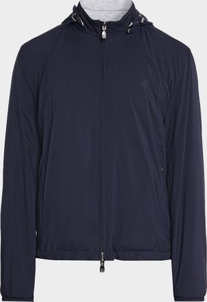 Corneliani Mens Technical Fabric Reversible Hooded Jacket