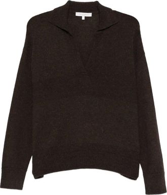 Antonelli V-neck collared sweater - women - Fabric - S - Brown