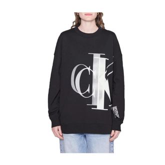 Calvin Klein Cozy Black Oversized Hooded Sweatshirt - Dames - Sweatshirts - Zwart - XS - Hoodies & sweatvesten