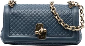 Bottega Veneta Pre-owned Shoulder Bags, female, Blue, Size: ONE SIZE Pre-owned Quilted Shoulder Bag