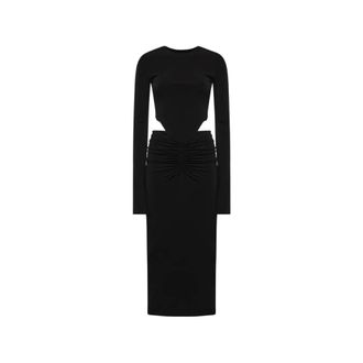 Andamane Kleedjes, Dames, Zwart, S, Polyester, Heloise Midi Jurk