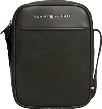 Tommy Hilfiger Mens Foundation Small Crossbody Bag with Adjustable Strap and Logo, Dark Woodland, One Size