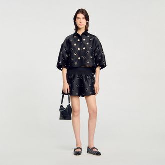 Sandro Denim shirt with rhinestones