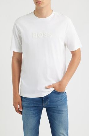 BOSS Terrace Logo Cotton Graphic T-Shirt in White at Nordstrom, Size Xx-Large