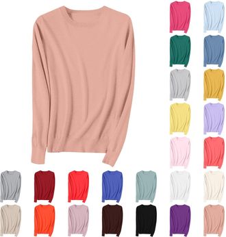 Generic Womens Jumpers Solid Ribbed Long Sleeve Autumn Winter Womens Sweater Ladies Pullover Tops Warm Trendy Womens Knitted Cardigan Cotton Soft Ladies Sweat