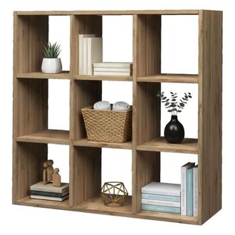 Dmora Estante Para Libros Dmanzar, Mueble Con Baldas, Biblioteca Office, 100% Made In Italy, Roble, Cm 90x25h90 - Dmora