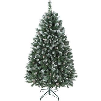 HOMCOM Homcom &Aacute;rbol De Navidad Artificial 150 Cm Con 581 Ramas Densas Con Nieve, 44 Pi&ntilde;as Y Soporte Met&aacute;lico Plegable, F&aacute;cil Montaje, Para Interior, Verde