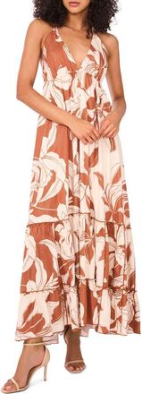 Parker The Davina Floral Halter Maxi Dress in Coconut Brown at Nordstrom, Size Xx-Small