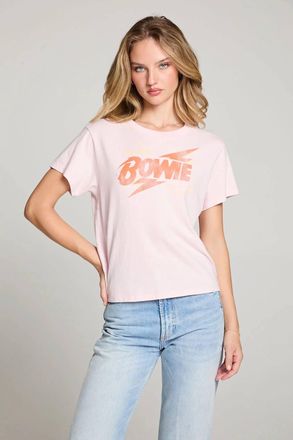 Chaser David Bowie Graphic Short Sleeve Top In Ballet Slipper
